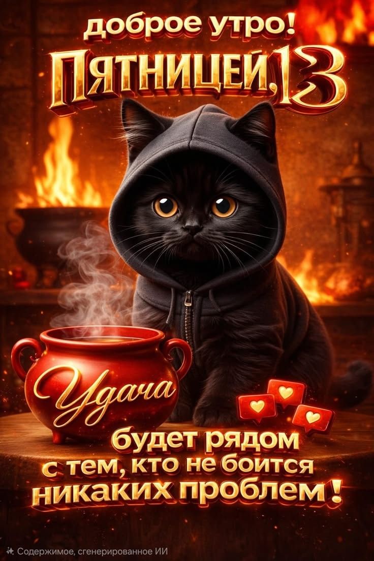 доброе утро! Пятнице 13. Удача будет рядом с тем, кто не боится никаких проблем!