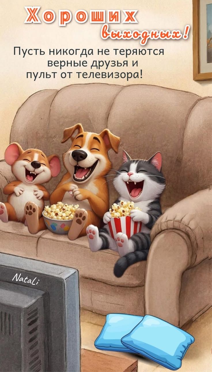 Хороших выходных! Пусть никогда не теряются верные друзья и пульт от телевизора! Natali