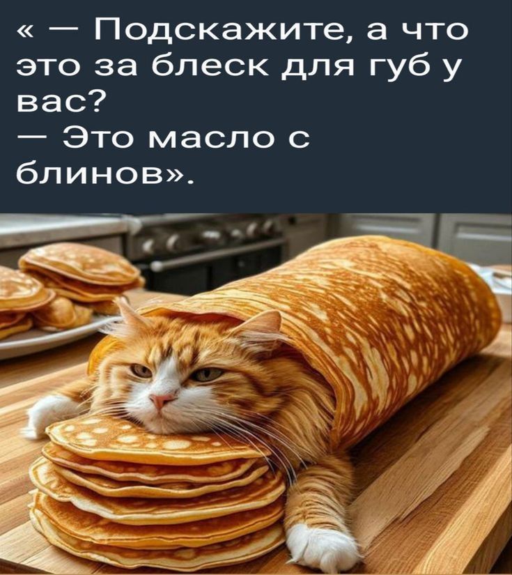 — Подскажите, а что это за блеск для губ у вас? — Это масло с блинов