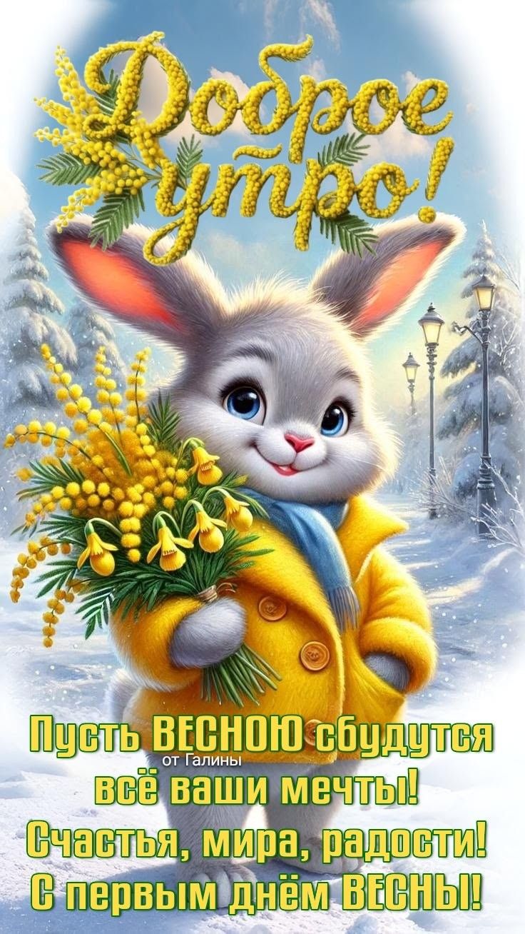 Доброе утро! Пусть весной сбудутся все ваши мечты! Счастья, мира, радости! С первым днем весны!