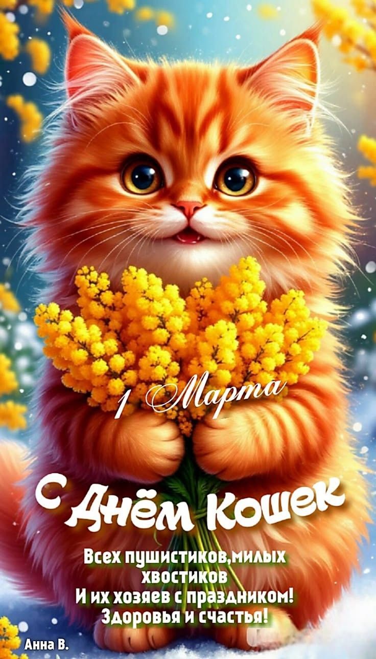 1 Марта
С Днём Кошек
Всех пушистиков, милых хвостатиков
И их хозяев с праздником! Здоровья и счастья!