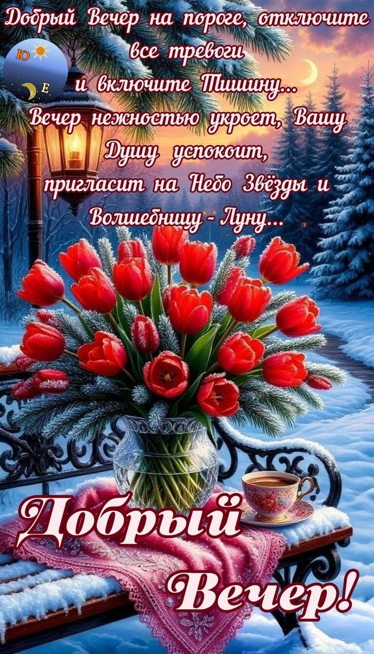 Добрый Вечер на пороге, отключите все тревоги и включите Тишину... Вечер нежностью укроет, Вашу Душу успокоит, пригласит на Небо Звезды и Волшебницу - Луну... Добрый Вечер!