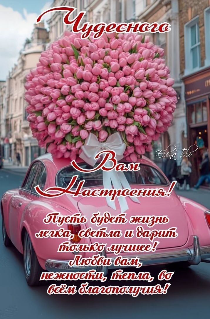 Чудесного Вам Настроения! Пусть будет жизнь легка, светла и дарит только лучшее! Любви вам, нежности, тепла, во всём благополучия!