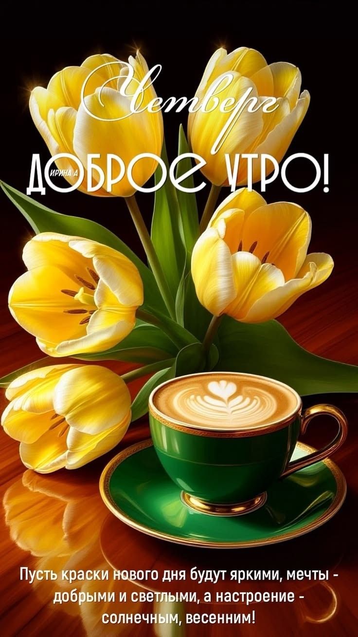 Четверг ИРИНА А ДОБРОЕ УТРО! Пусть краски нового дня будут яркими, мечты - добрыми и светлыми, а настроение - солнечным, весенним!