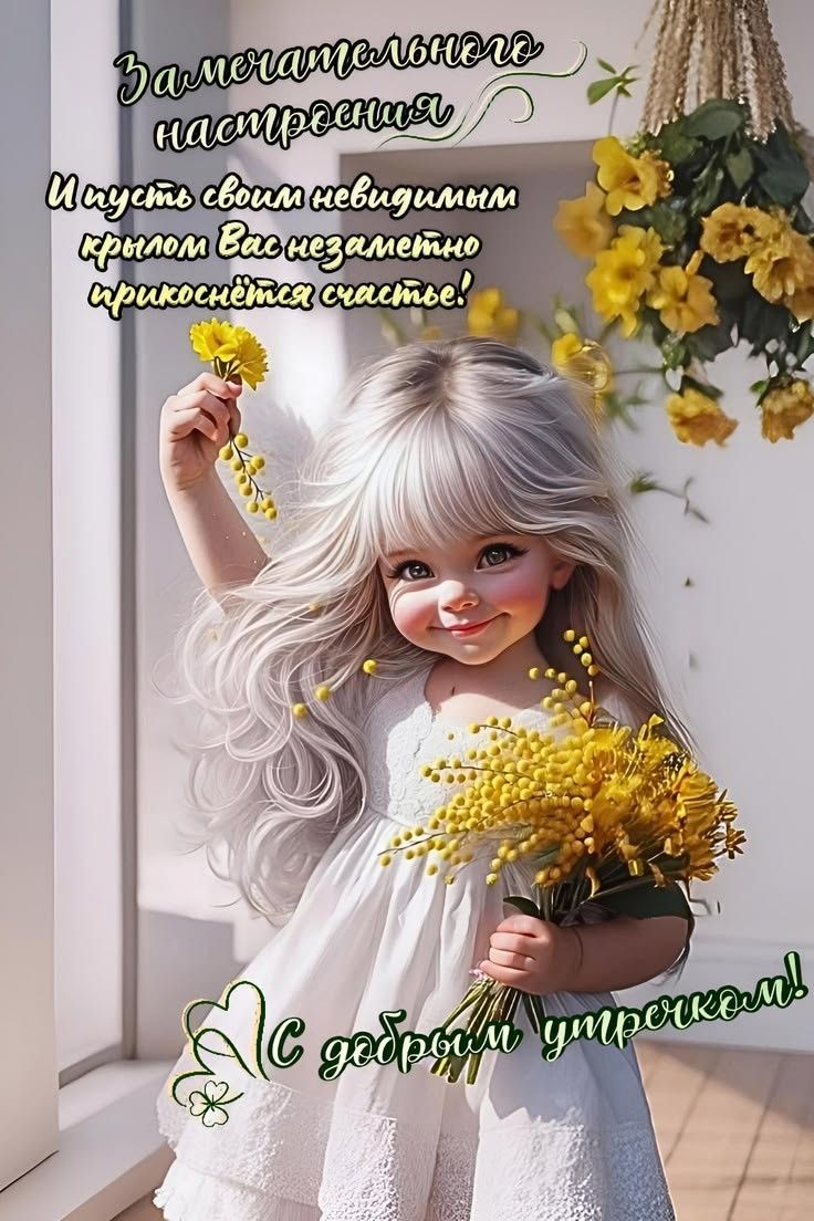 Замечательного настроения И пусть своим невидимым крылом Вас незаметно прикоснётся счастье! С добрым утречком!