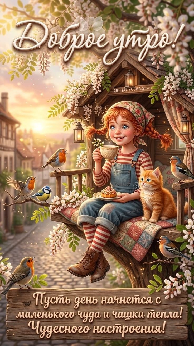 Доброе утро! Пусть день начнется с маленького чуда и чашки тепла! Чудесного настроения!