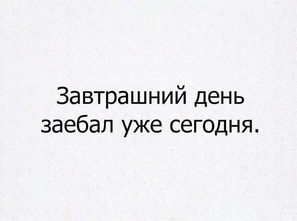 Завтрашний день заебал уже сегодня