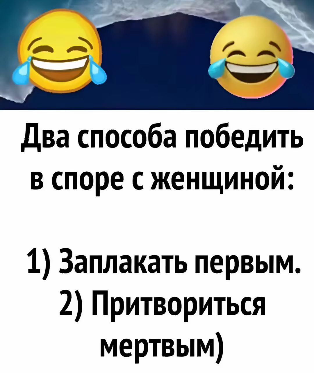 Два способа победить в споре с женщиной 1 Заплакать первым 2 Притвориться мертвым