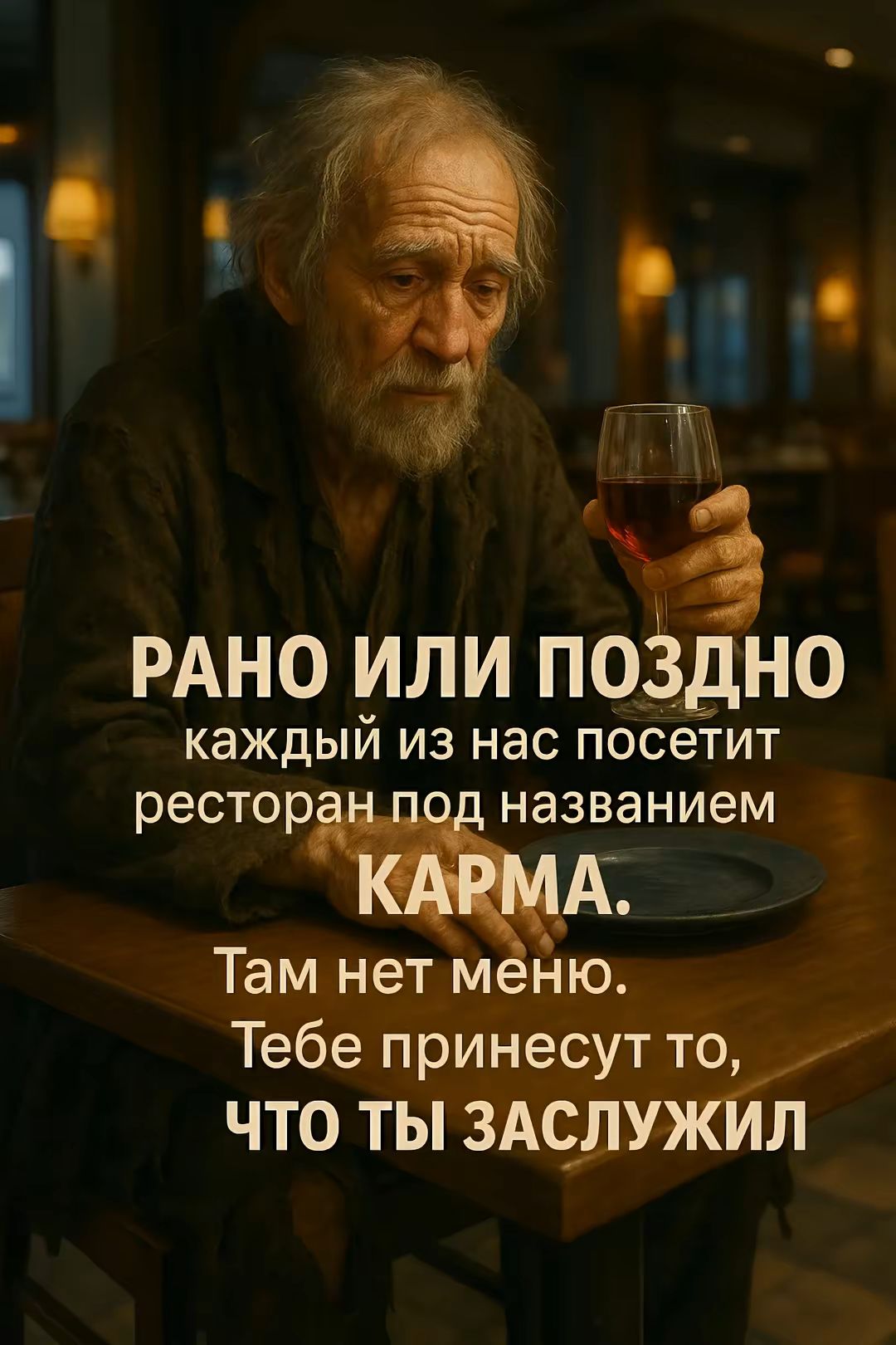 РАНО ИЛИ ПОЗДНО каждый из нас посетит ресторан под названием КАРМА. Там нет меню. Тебе принесут то, ЧТО ТЫ ЗАСЛУЖИЛ.