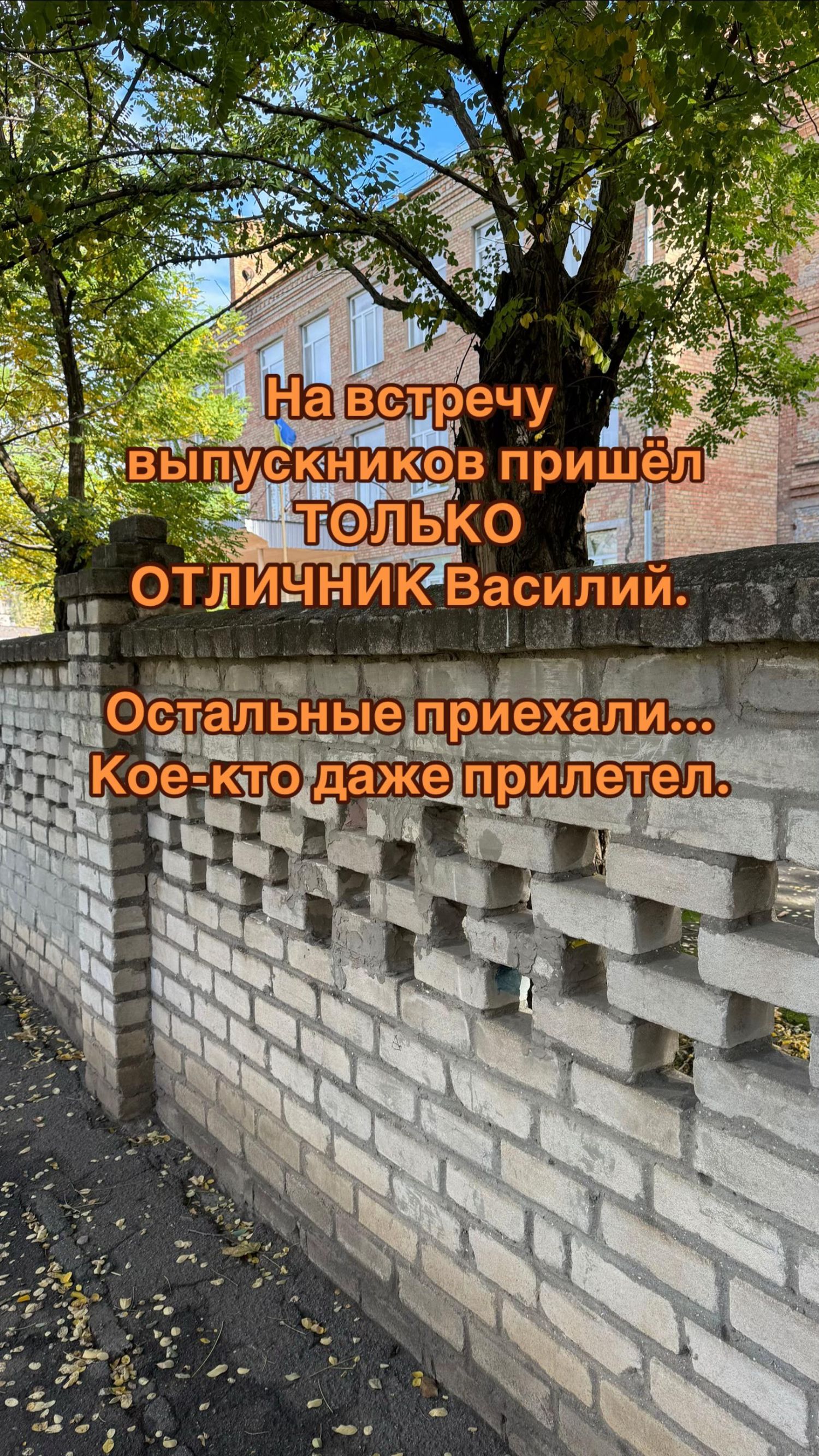 На встречу выпускников пришёл ТОЛЬКО ОТЛИЧНИК Василий. Остальные приехали... Кое-кто даже прилетел.