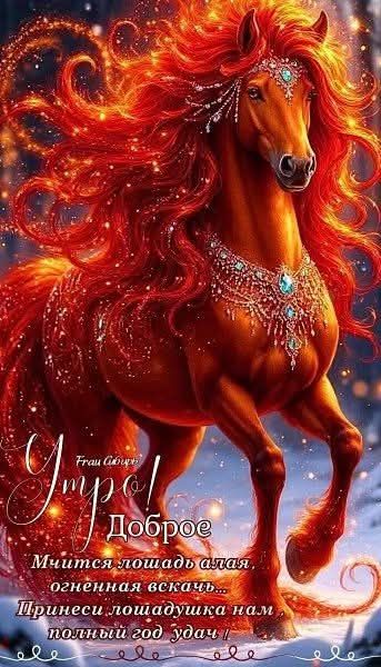 Доброе! Мчитa лошадь алая, огненная вскач... Принеси лошадушка нам полный год удачи!