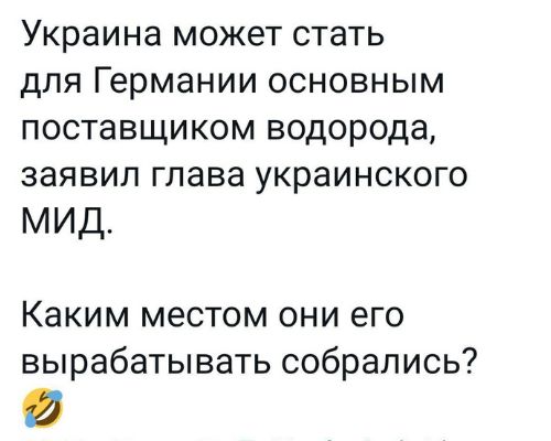 Украина может стать для Германии основным поставщиком водорода заявил глава украинского МИД Каким местом они его вырабатывать собрались