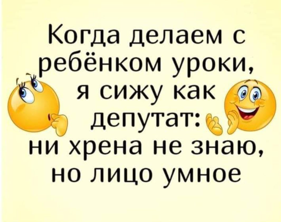 Когда делаем с ребёнком уроки я сижу как депутат ни хрена не знаю но лицо умное