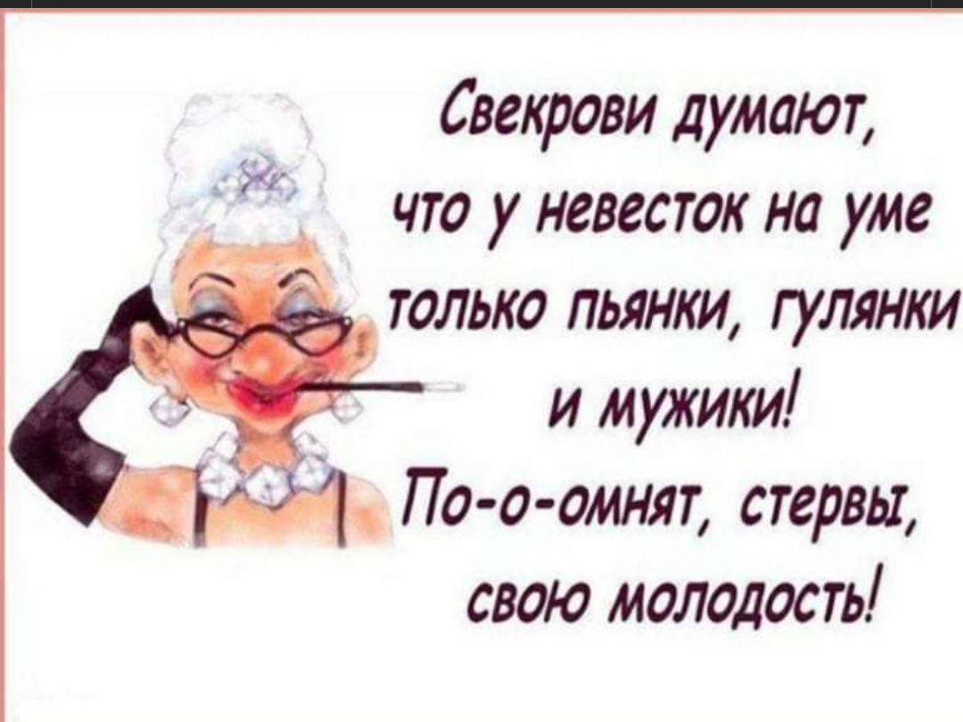 Свекрови думают __ что у невесток на уме только пьянки гулянки и мужики По о омнят стервы свою молодость