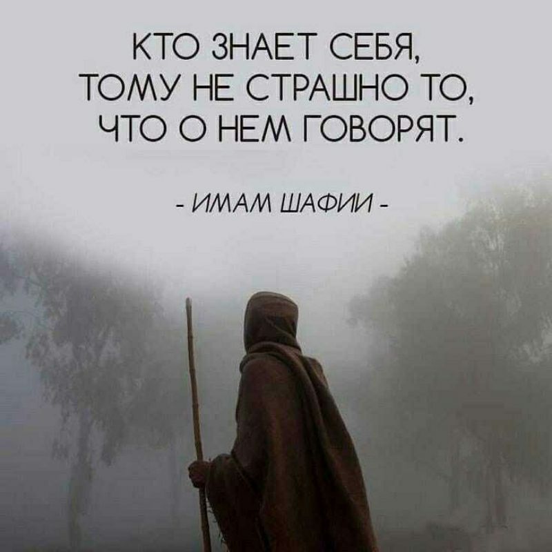 КТО ЗНАЕТ СЕБЯ ТОМУ НЕ СТРАШНО ТО ЧТО О НЕМ ГОВОРЯТ ИМАИ ШАФИИ