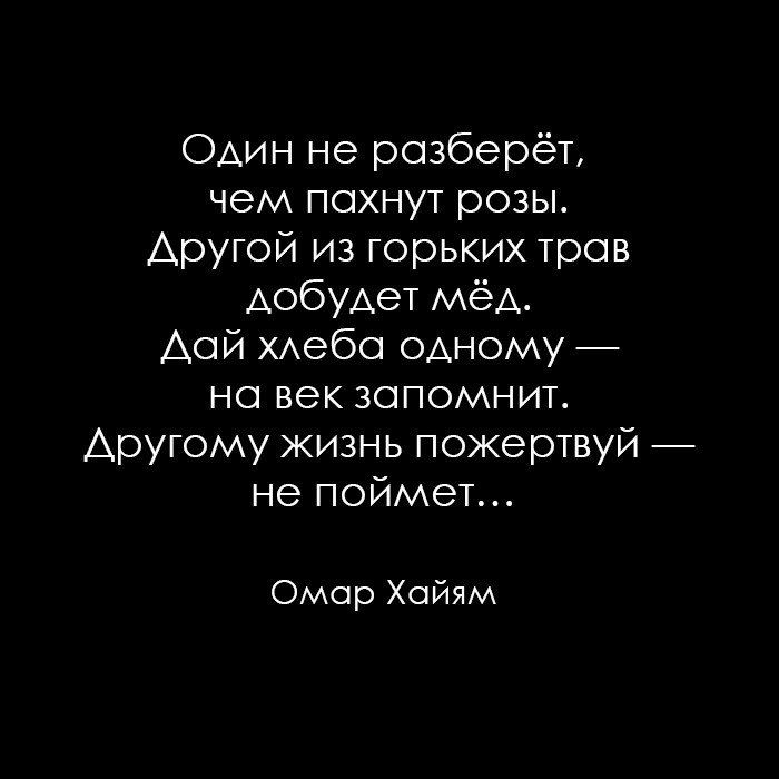 Один не разберёт чем похнут розы Аругой из горьких тров Аобудет мёд Аой ХАебо одному но век зопомнит Аругому жизнь пожертвуй не поймет Омор Хойям