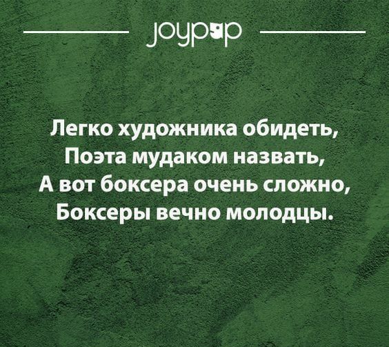 _ ЦОЧРР _ Легко художника обидеть Поэта мудаком назвать А вот боксера очень сложно Боксеры вечно молодцы
