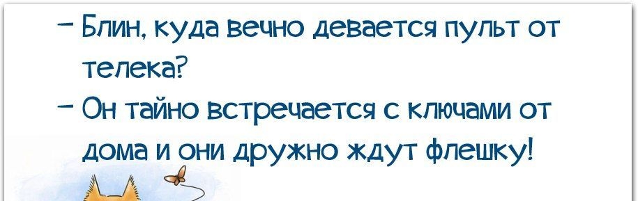 Блин куда вечно девается пульт от телека Он тайно встречается с ключами от дома и они дружно ждут флешку Ц