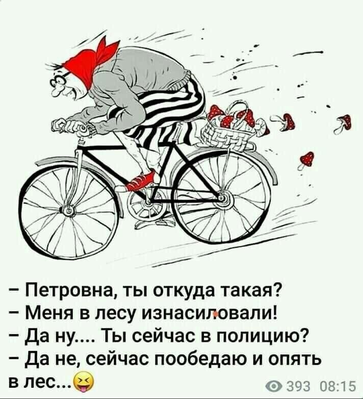 Петровна ты откуда такая Меня в лесу изнасиловали Да ну Ты сейчас в полицию Да не сейчас пообедаю и опять влесб 9393 0815