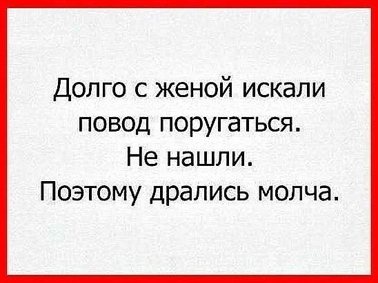 Долго с женой искали повод поругаться Не нашли Поэтому дрались молча
