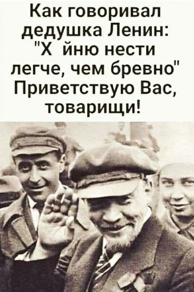 Как говоривап дедушка Ленин Х йню нести легче чем бревно Приветствую Вас товарищи