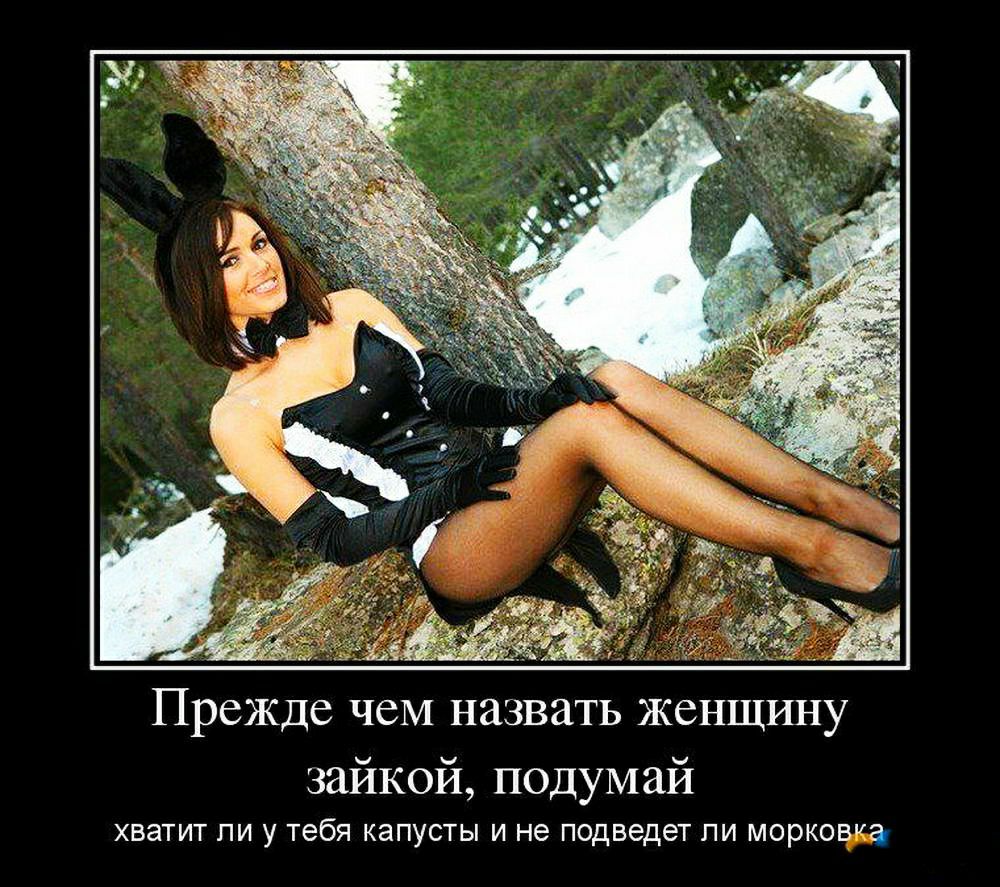 Прежде чем назвать женщину зайкой подумай ХВЭТИТ ПИ у тебя КЗПУСТЫ И не ПОДВЕДеТ ПИ МОРКОВда