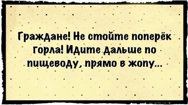 Граждане Не стойте пойерёк горда Идите дальше по пцщероду_ прямо в жопу