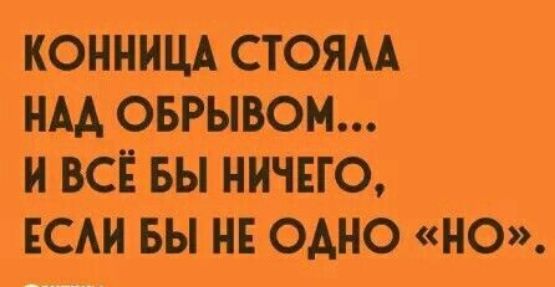 КОННИЦА СТОЯЛА НАД ОБРЫВОМ ИВСЁ БЫ НИЧЕГО ЕСЛИ БЫ НЕ ОДНО НО