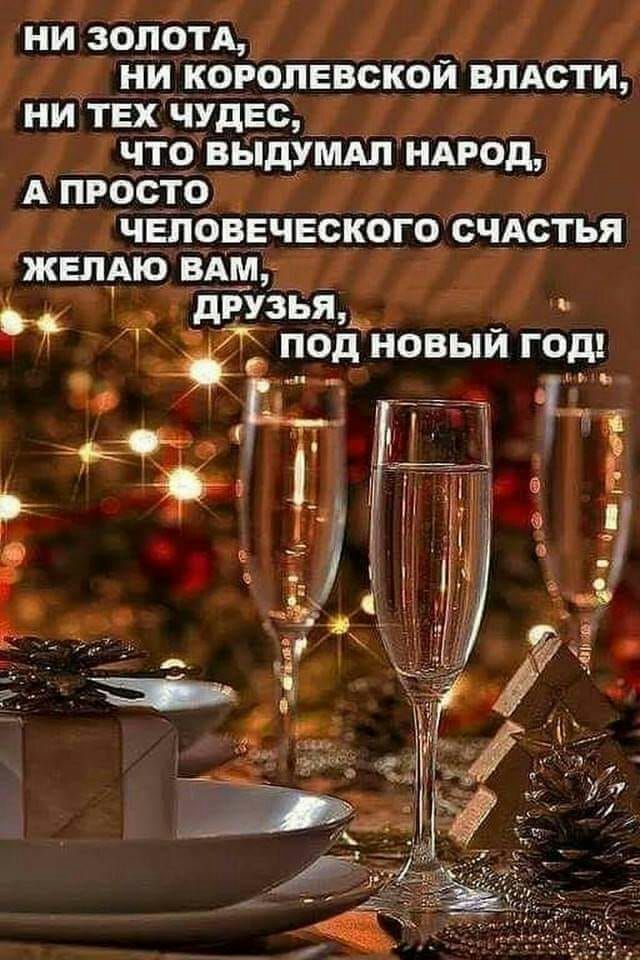 ни зопотд ни королевской впАсти ни тех чудес что ищут НАрод А прос го человеческого счАстья ЖЕЛАЮ вАм друзья под новый год ь ч