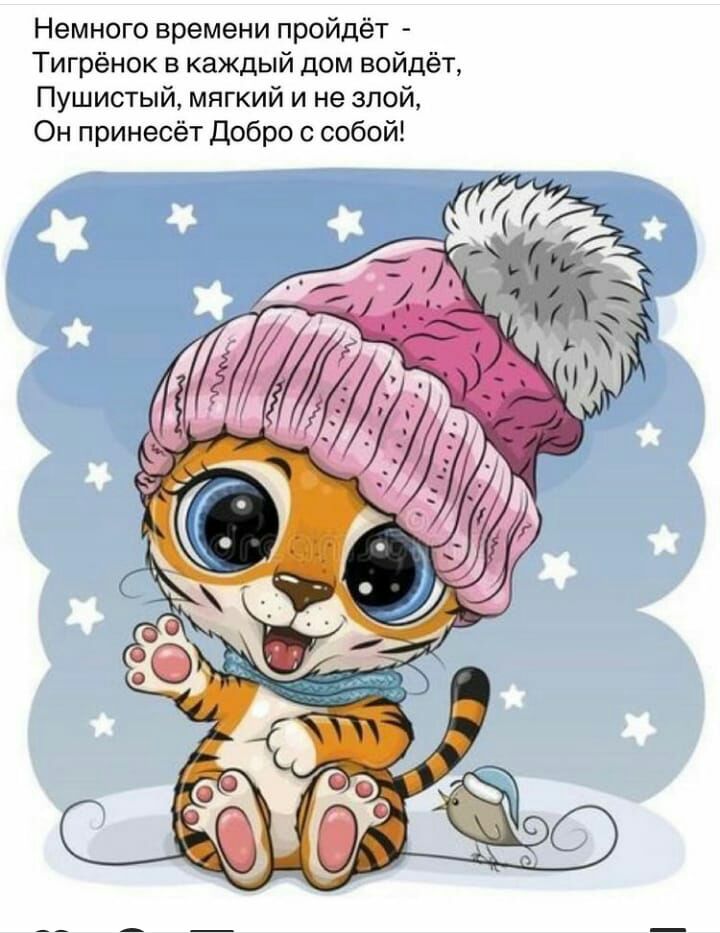 Немного времени пройдёт  тигрёнок в каждый дом войдёт, пушистый, мягкий и не злой, он принесёт добро с собой!