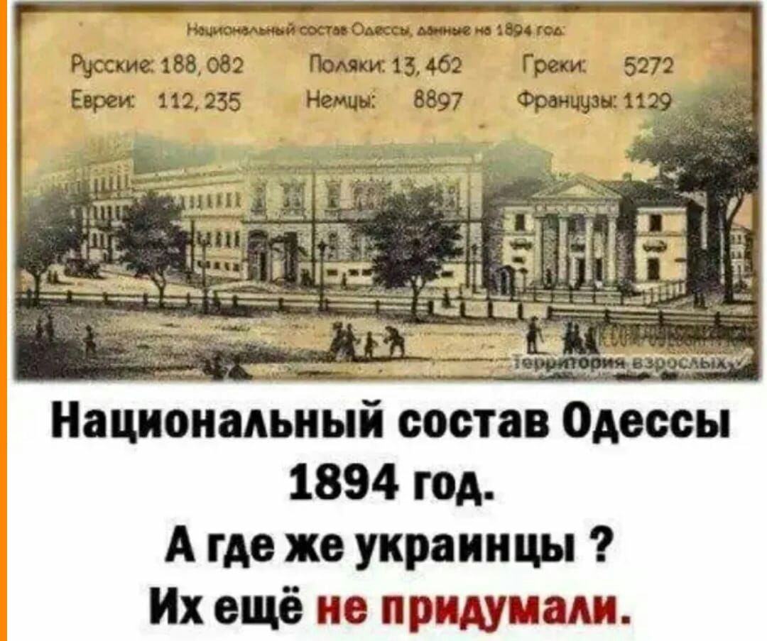Национальный состав Одессы 1894 год А где же украинцы Их ещё не придумали
