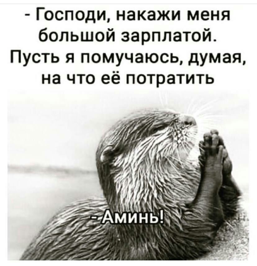 Господи накажи меня большой зарплатой Пусть я помучаюсь думая на что её потратить