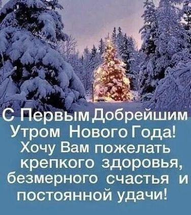 аЕЛИ С Первым Добрейшим Утром Нового Года Хочу Вам пожелать крепкого здоровья безмерного счастья и постоянной удачи