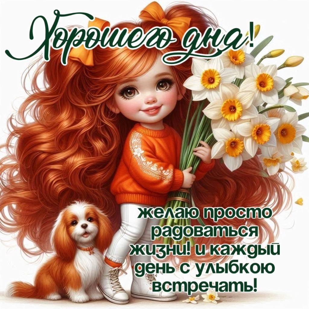 Хорошего дня! желаю просто радоваться жизни! и каждый день с улыбкой встречать!