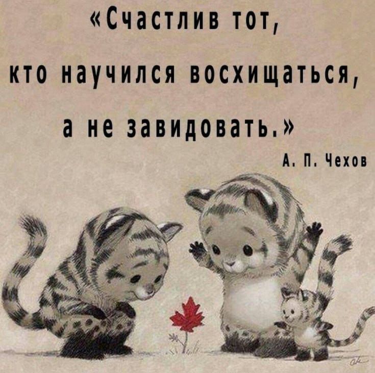 «Счастлив тот, кто научился восхищаться, а не завидовать.» А. П. Чехов