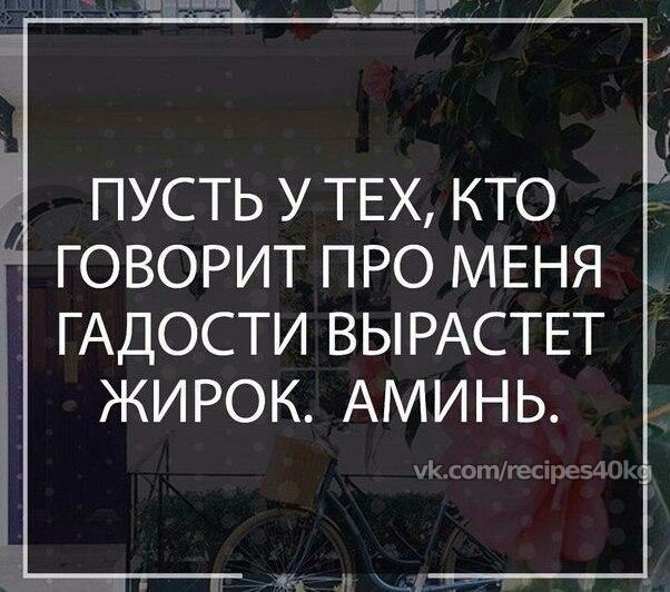 ПУСТЬ У ТЕХ КТО ГОВОРИТ ПРО МЕНЯ ГАДОСТИ ВЫРАСТЕТ ЖИРОК АМИНЬ