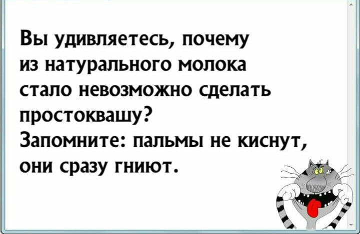 Вы удивляетесь почему из натурального молока стало невозможно сделать простоквашу Запомните пальмы не киснут они сразу гниют