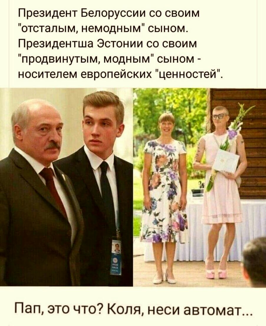 президент эстонии и ее сын в платье