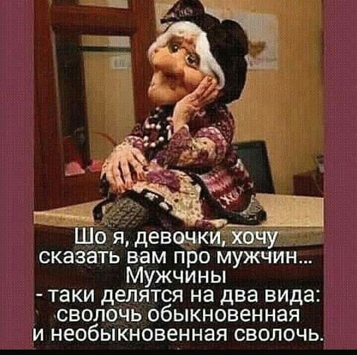Шо я девочки ____ чу сказать вам про мужчин Мужчины таки делятся на два вида сволочь обыкновенная и необыкновенная сволочь