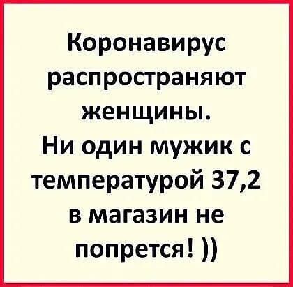 Коронавирус распространяют женщины Ни один мужик с температурой 372 в магазин не попрется