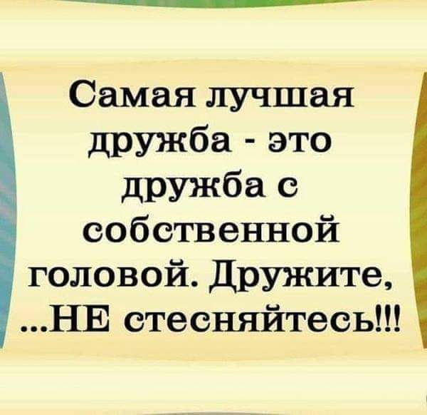 Самая лучшая дружба это дружба с собственной головой Дружите НЕ стесняйтесь
