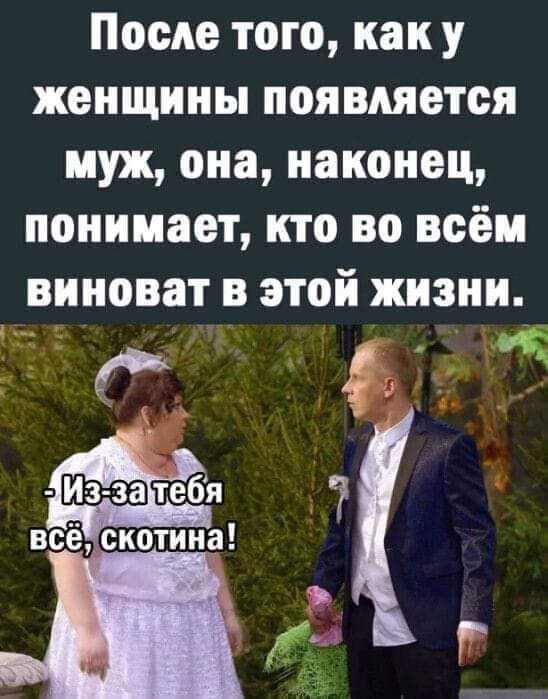 После того как у женщины появляется муж она наконец понимает кто во всём виноват В этой ЖИЗНИ 55 С ЦЁиаіте6я 7 всёскотина _ С