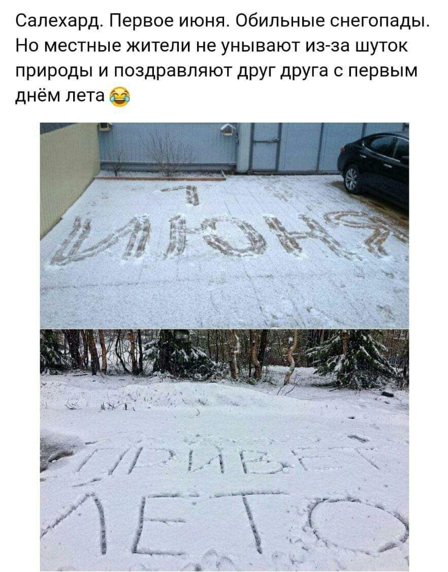 Салехард Первое июня Обильные снегопады Но местные жители не унывают изза шуток природы и поздравляют друг друга с первым днём лета