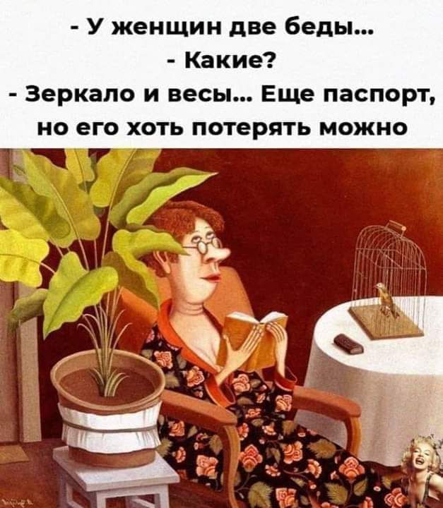 У женщин две Беды Какие Зеркало и весы Еще паспорт но его хоть потерять можно