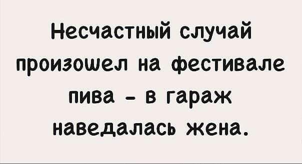 Несчастный случай произошел на фестивале пива в гараж наведалась жена