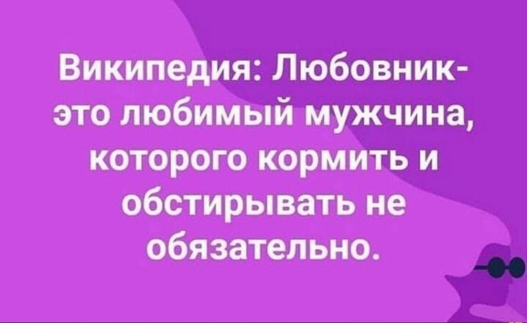 Википедия Любовник это любимый мужчина которого кормить и обстирывать не обязательно