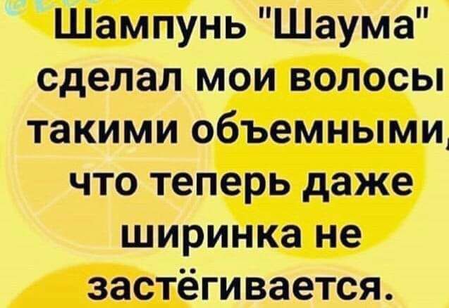 Шампунь Шаума сделал мои волосы такими объемными что теперь даже ширинка не застёгивается