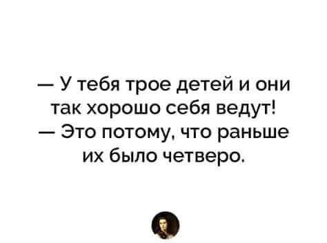 У тебя трое детей и они так хорошо себя ведут Это потому что раньше их было четверо