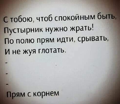 _ обою чтоб спокойным устырник нужно жрать По полю прям идти срывать И не жуя глотать с корнем