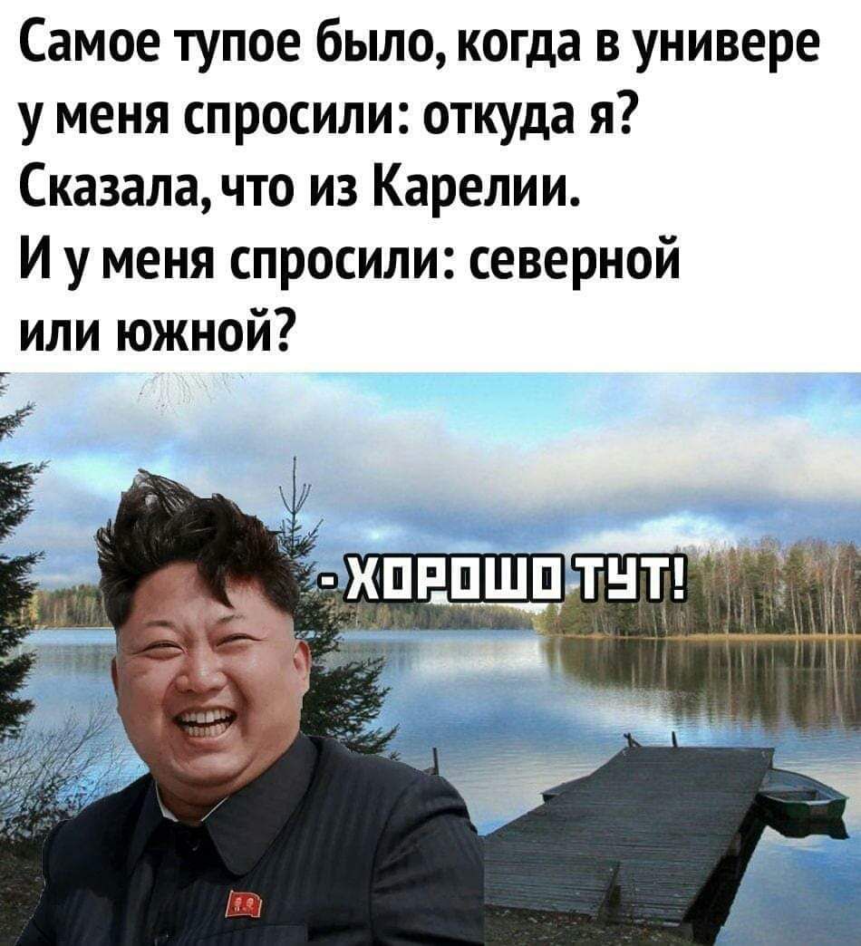 Самое тупое было когда в универе у меня спросили откуда я Сказала что из Карелии И у меня спросили северной или южной
